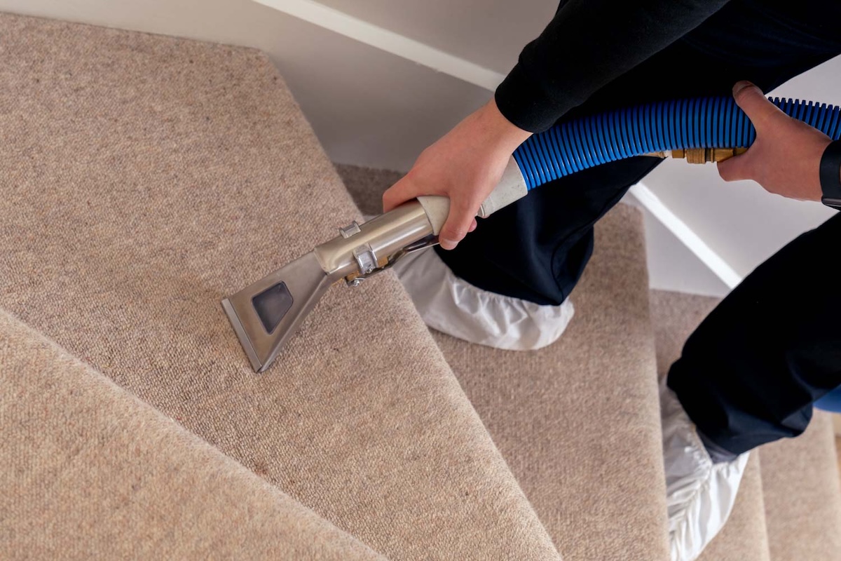 stairs being cleaned by Servicemaster Peterborough